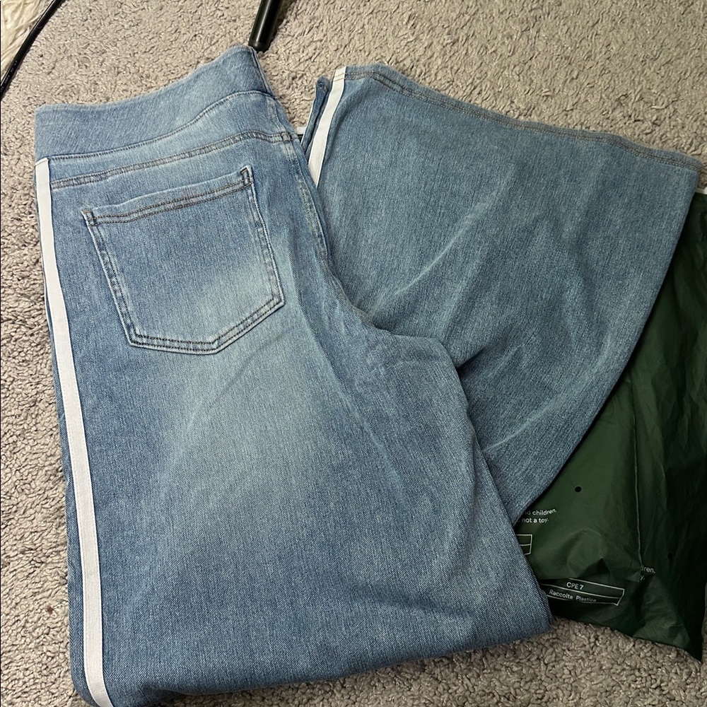 Nwt Halara Flex High Waisted Stripe Wide Leg Flowy Washed Casual Jeans - Picture 13 of 13